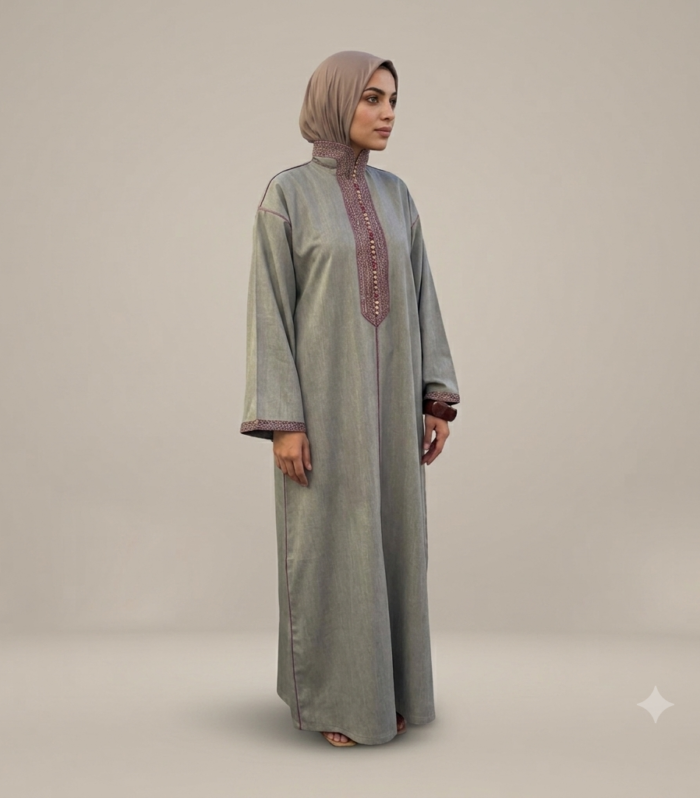 Djellaba Traditionnelle en Tissu Texturé Gris Anthracite – Tenue Marocaine Élégante