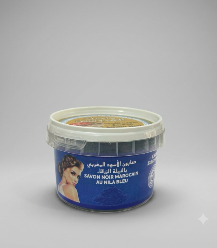 Authentique Savon Noir Marocain au Nila Bleu – Soin Éclaircissant et Purifiant